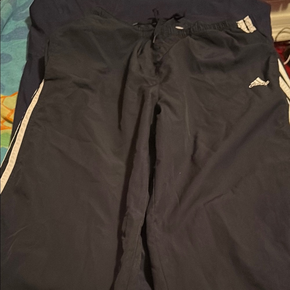 Adidas Navy Track Pants with White Accents